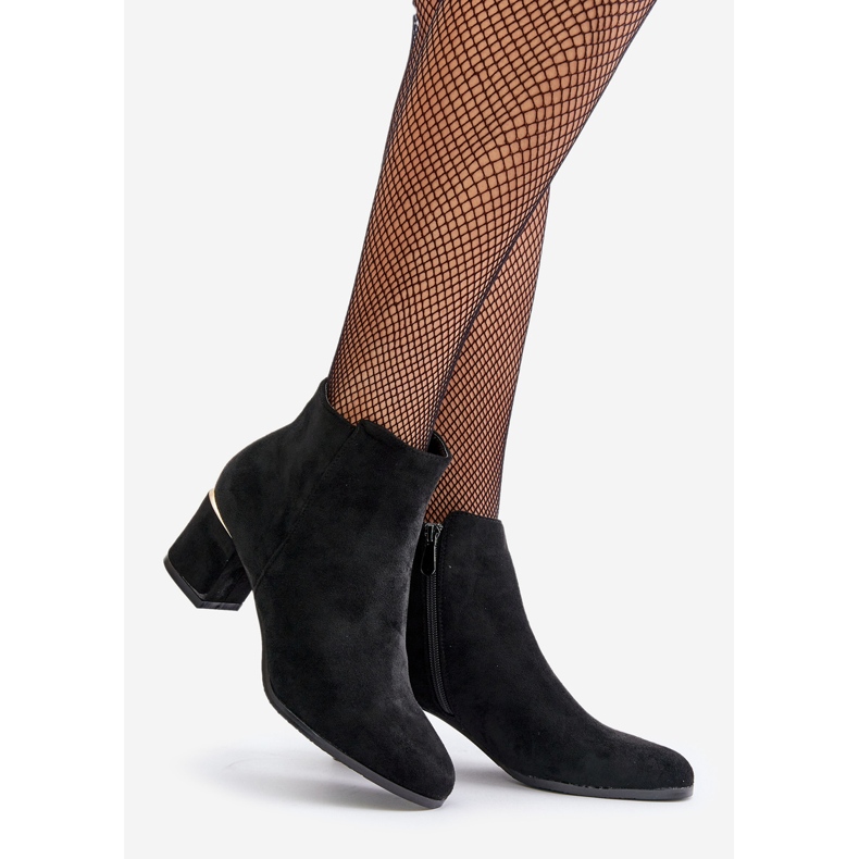 Eco Suede Ankle Boots With Zipper Black Sairis 1