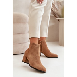 Eco Suede Ankle Boots With Zipper Camel Sairis brown 2