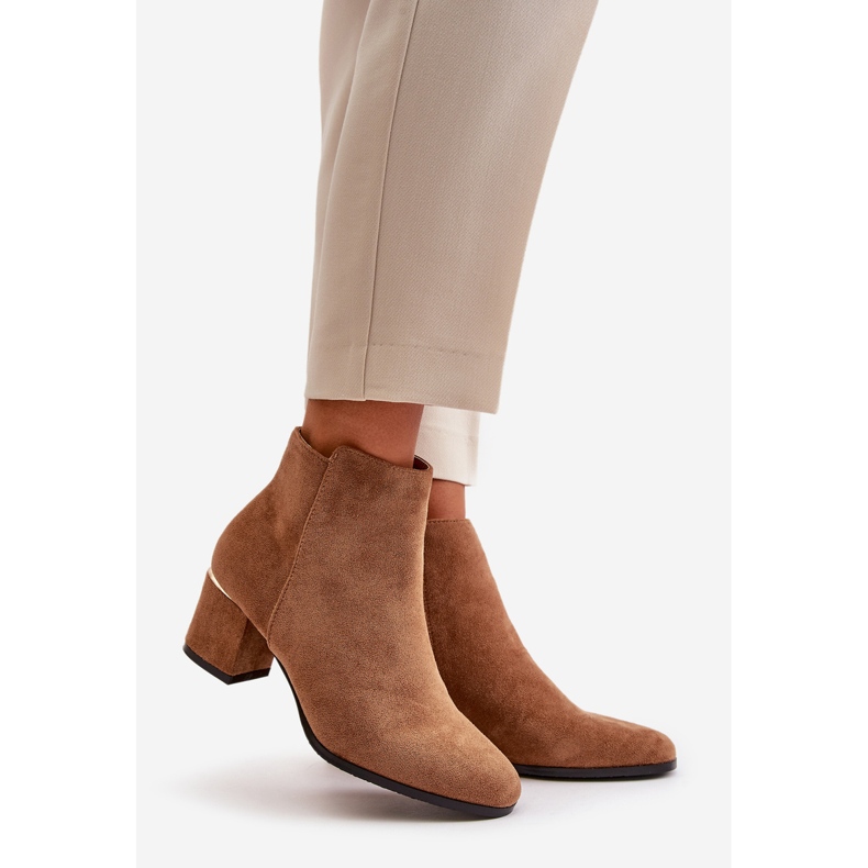 Eco Suede Ankle Boots With Zipper Camel Sairis brown 1