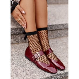 Patent Leather Ballet Flats With Strap Burgundy Azirae red 1