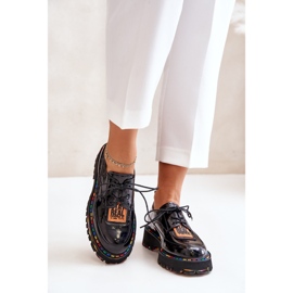 Patent Leather Women's Lace-up Shoes Artiker 55C0499 Black 2