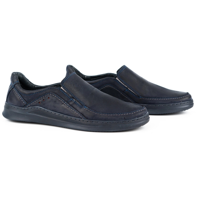 Antex Men's shoes slip-on leather Slip-on 216GT navy blue 2