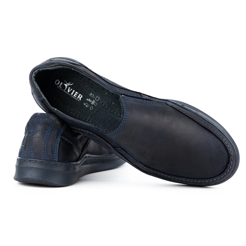 Antex Men's shoes slip-on leather Slip-on 216GT navy blue 3