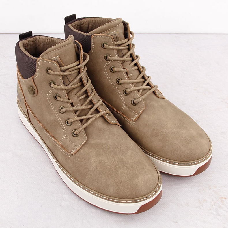 Men's high brown sneakers Big Star OO174560 beige 2