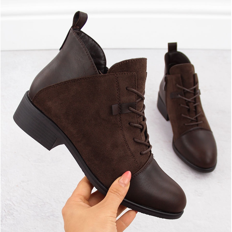 M. DASZYŃSKI Women's suede ankle boots insulated brown M.Daszyński MR2458-7 1