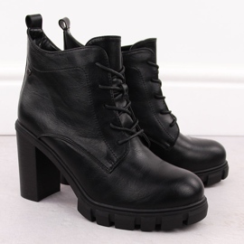 M. DASZYŃSKI Women's black ankle boots with a heel M.Daszyński SA218-8 2