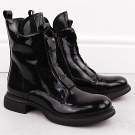 Women's patent leather ankle boots black Vinceza 66678 2