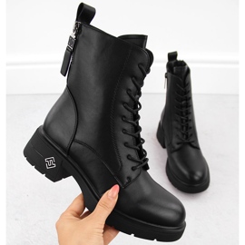 Leather Worker Boots Women's Black Vinceza 66683 1