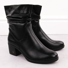 Women's insulated ankle boots on a block, black Vinceza 10547 2