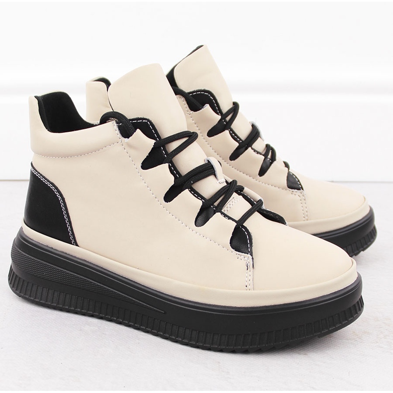 Women's leather ankle boots insulated beige Artiker 55C1051 2