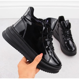 Women's patent leather ankle boots insulated black Artiker 55C1049 1 Women's patent leather ankle boots insulated black Artiker 55C1049 1