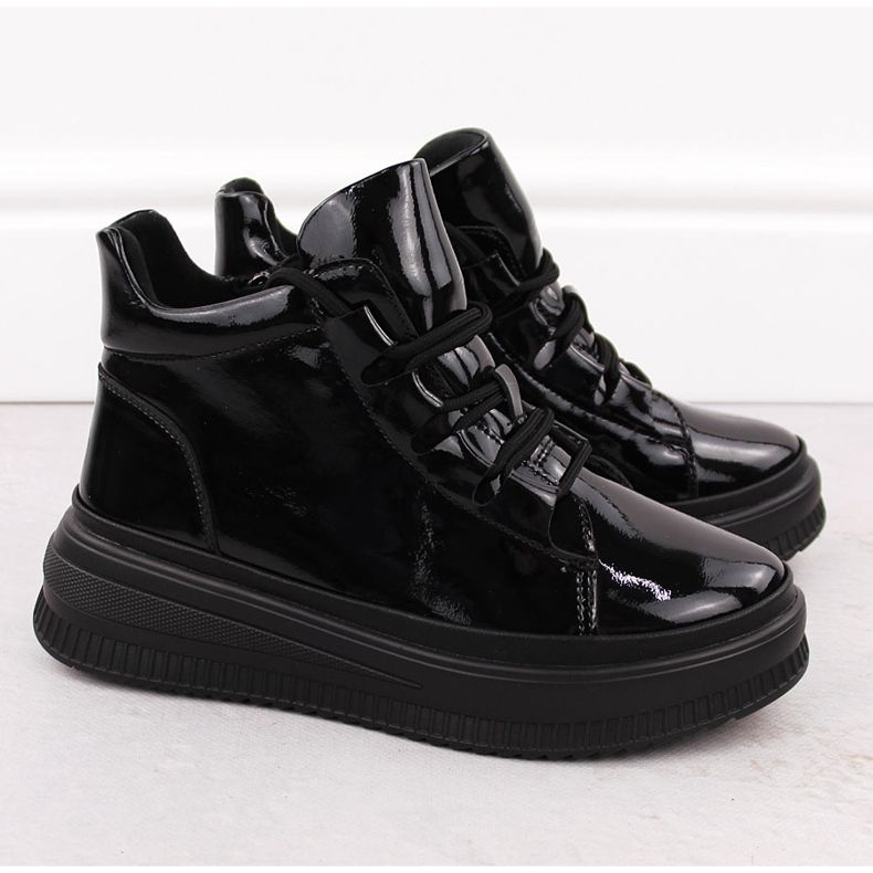 Women's patent leather ankle boots insulated black Artiker 55C1049 2 Women's patent leather ankle boots insulated black Artiker 55C1049 2