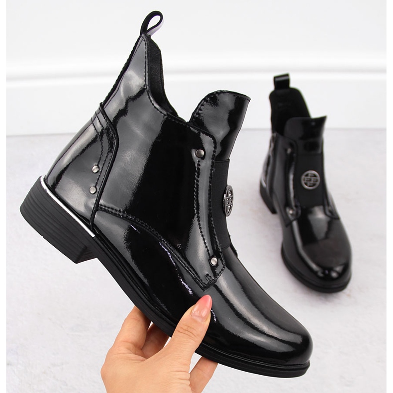 Leather ankle boots for women, patent leather, black, Filippo DBT4750 1 Leather ankle boots for women, patent leather, black, Filippo DBT4750 1