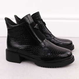 Women's patent leather ankle boots crocodile black Filippo DBT6663 2