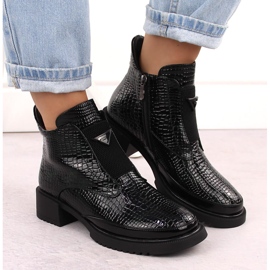 Women's patent leather ankle boots crocodile black and green Filippo DBT6663 1