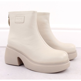 Women's leather ankle boots on a beige platform Goe OO2N4155 2