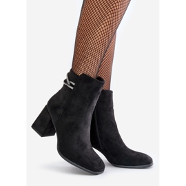 Insulated Women's Ankle Boots on a Heel Eco Suede Black Saivia 1