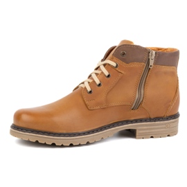 Polbut Men's winter shoes leather ankle boots insulated J35S camel brown 1