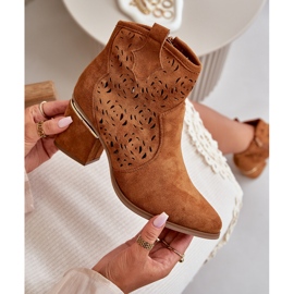 Openwork Cowboy Boots With Zipper Camel Vosilara brown 3