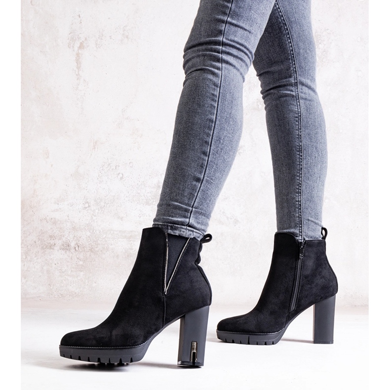 Black ankle boots with rhinestones Hayet 1