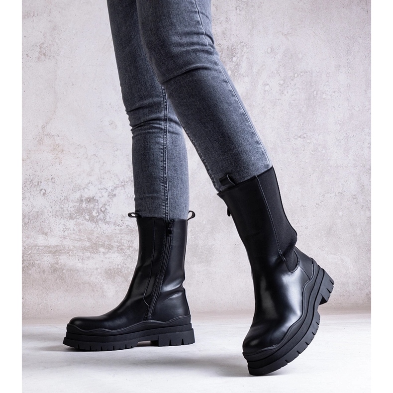 Black ankle boots with a massive Naema sole 2