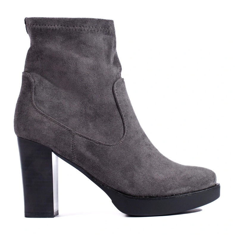 Suede gray ankle boots with a high heel by Daszyński grey 1
