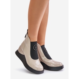 Leather Wedge Boots S.Barski MR870-22 Light gray beige 1