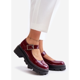 Patent Leather Women's Shoes With Buckle Burgundy Plikuria red 1 Patent Leather Women's Shoes With Buckle Burgundy Plikuria red 1
