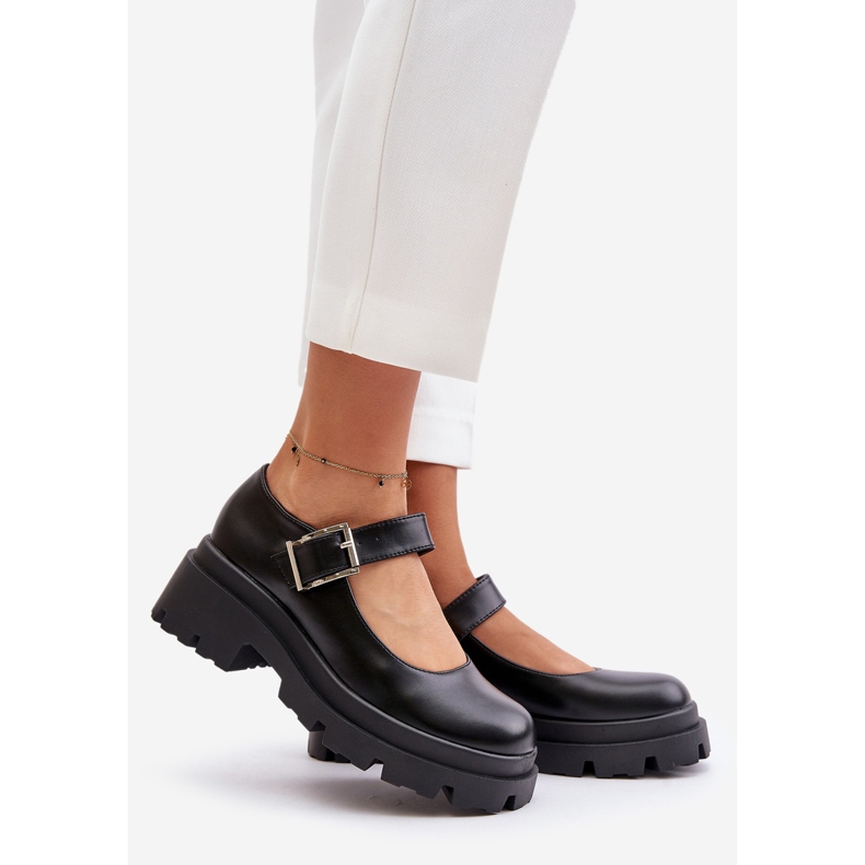 Women's Half-Boots With Buckle Black Plikuria 1