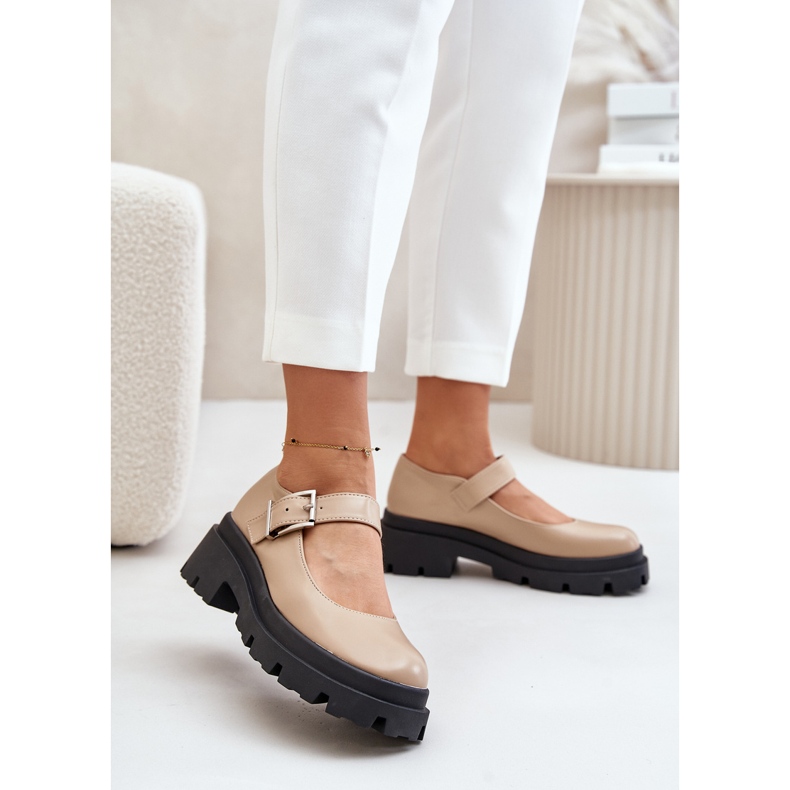Women's Half-Boots With Buckle Beige Plikuria 2
