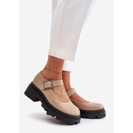 Women's Half-Boots With Buckle Beige Plikuria 1