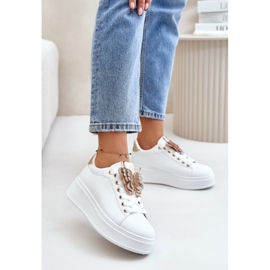 Women's Sneakers On The Platform With Butterfly White-Gold Naritevia 2