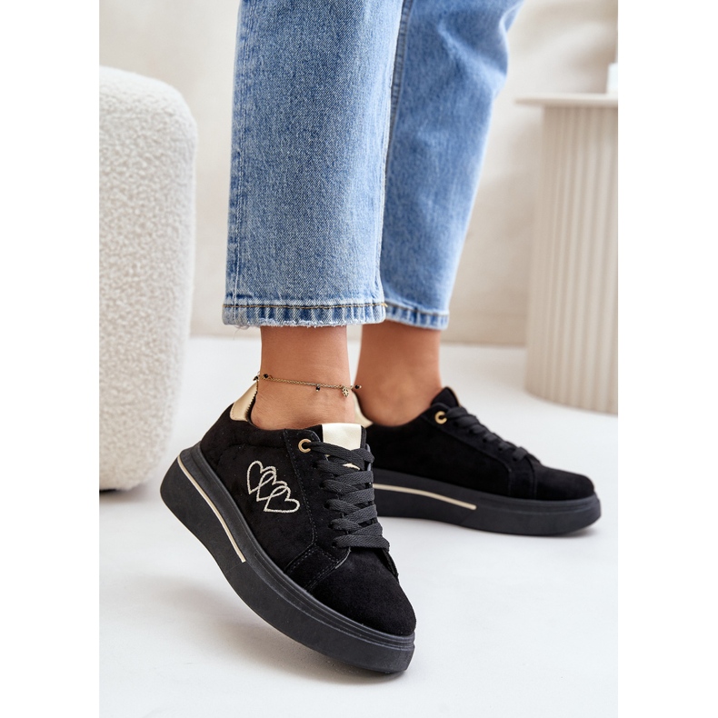 Women's Platform Sneakers With Hearts Black Avirorae 2