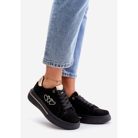 Women's Platform Sneakers With Hearts Black Avirorae 1