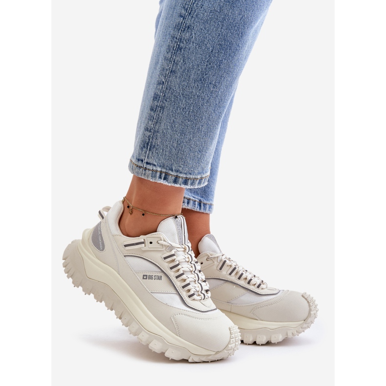 Leather Women's Sneakers On The Platform Big Star OO274A221 HI-POLY System White 1 Leather Women's Sneakers On The Platform Big Star OO274A221 HI-POLY System White 1