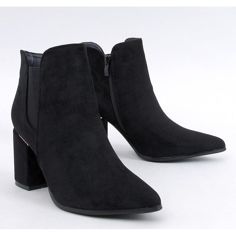 Croix Black Almond Toe Heeled Ankle Boots 1