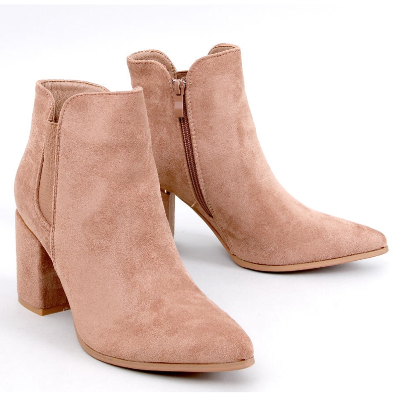 Croix Khaki Almond Toe Heeled Ankle Boots beige 1