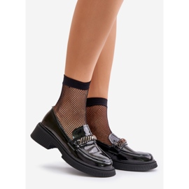 S.Barski Women's Patent Leather Loafers With Decoration D&amp;A LZ42-030 Black 1