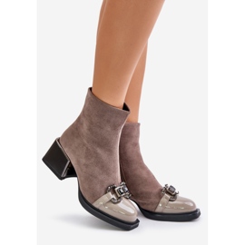 S.Barski Elegant Women's Ankle Boots With Heels With Decoration Beige MR880-127 1
