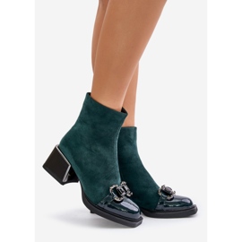 S.Barski Elegant Women's Ankle Boots With Heels With Decoration Dark Green MR880-127 1