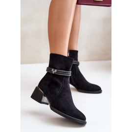 S.Barski Insulated Women's Low Heel Ankle Boots With Decorative Straps D&amp;A MR880-027 Black 2