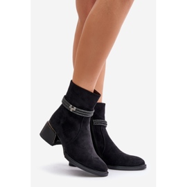 S.Barski Insulated Women's Low Heel Ankle Boots With Decorative Straps D&amp;A MR880-027 Black 1