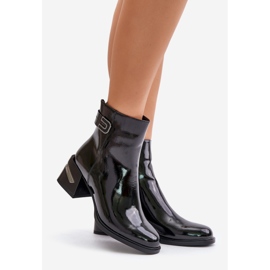 S.Barski Patent Leather Ankle Boots Heeled Insulated MR880-093 Black 1