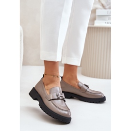 Women's Patent Leather Moccasins Vinceza 62187 Gray grey 2