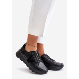 Leather Women's Sports Shoes Vinceza 7918 Black 1