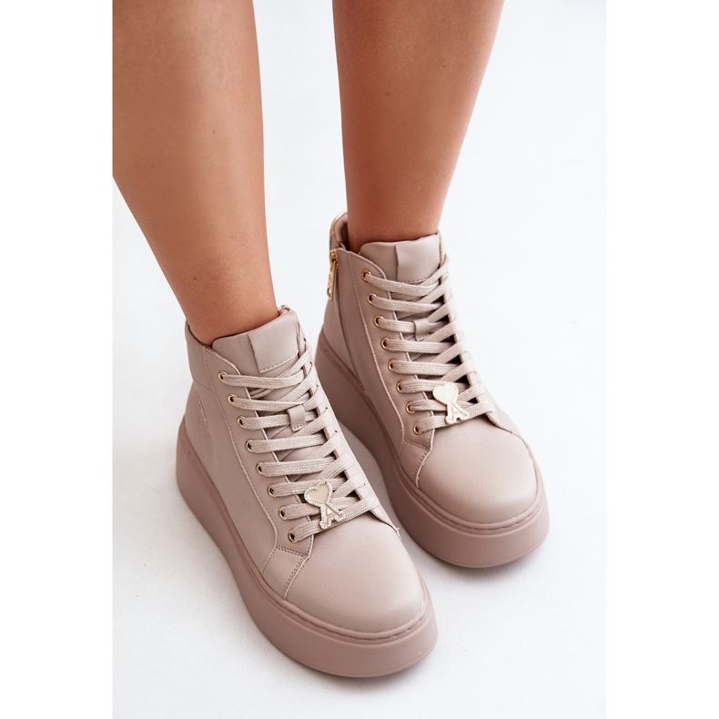 High Leather Women's Sneakers On The Platform Vinceza 66707 Beige 2 High Leather Women's Sneakers On The Platform Vinceza 66707 Beige 2