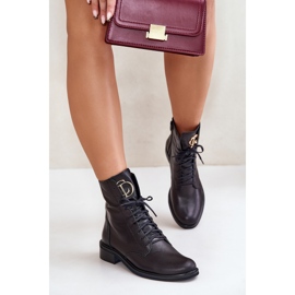 Zazoo 2955 Leather Work Boots With Gold Tongue Detail Black 2 Zazoo 2955 Leather Work Boots With Gold Tongue Detail Black 2