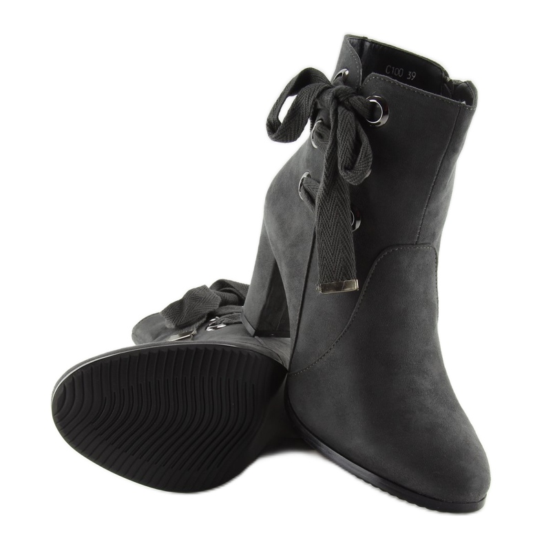 Gray High-heeled boots C100 gray grey 1