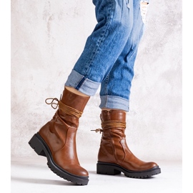Brown boots made of eco-leather Sahera 1