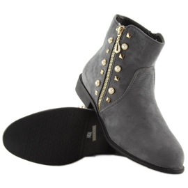 Boots with gray pearls 30708 gray grey 2